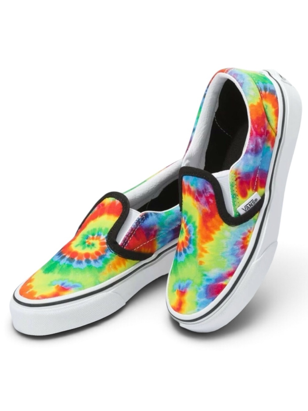 Vans Rainbow Swirl Tie Dye Classic Slip On Skate Shoes